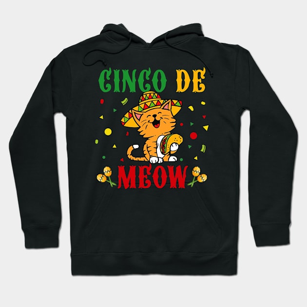 Cinco De Meow Shirt with Smiling Cat Taco and Sombrero Hoodie by Kings Substance